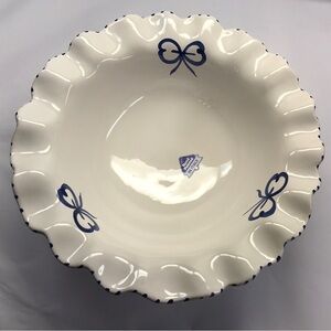 La Ceramica Handpainted Bow Ruffled Edge Serving Bowl Made in Italy